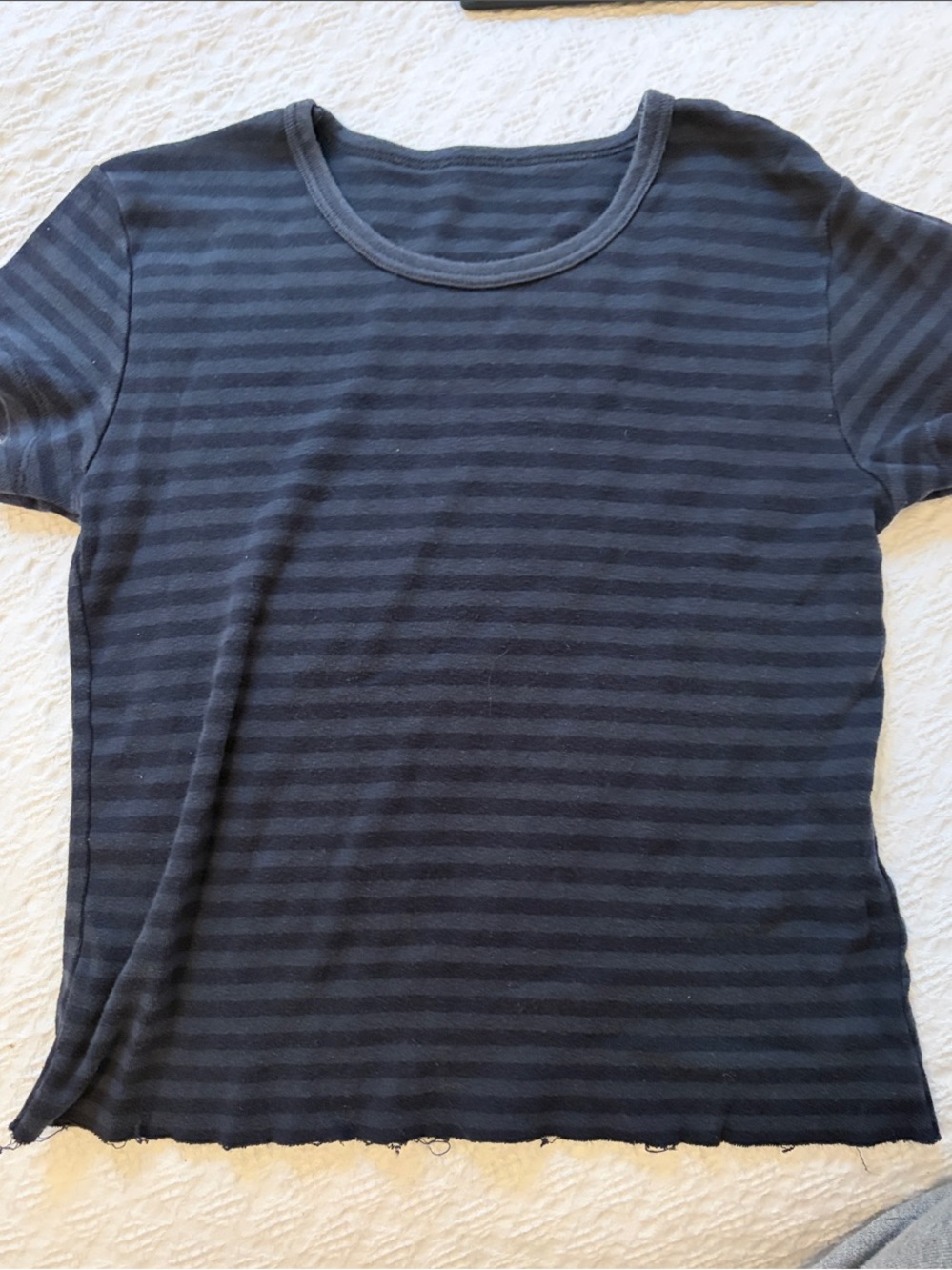 Brandy Melville navy/black striped baby tee